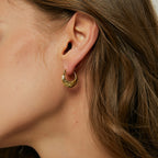 E0375 Vintage Concave-Convex Hammered Handmade Metal Hoop Earrings Irregular Three-Dimensional Texture Ear Jewelry Ear Hoop