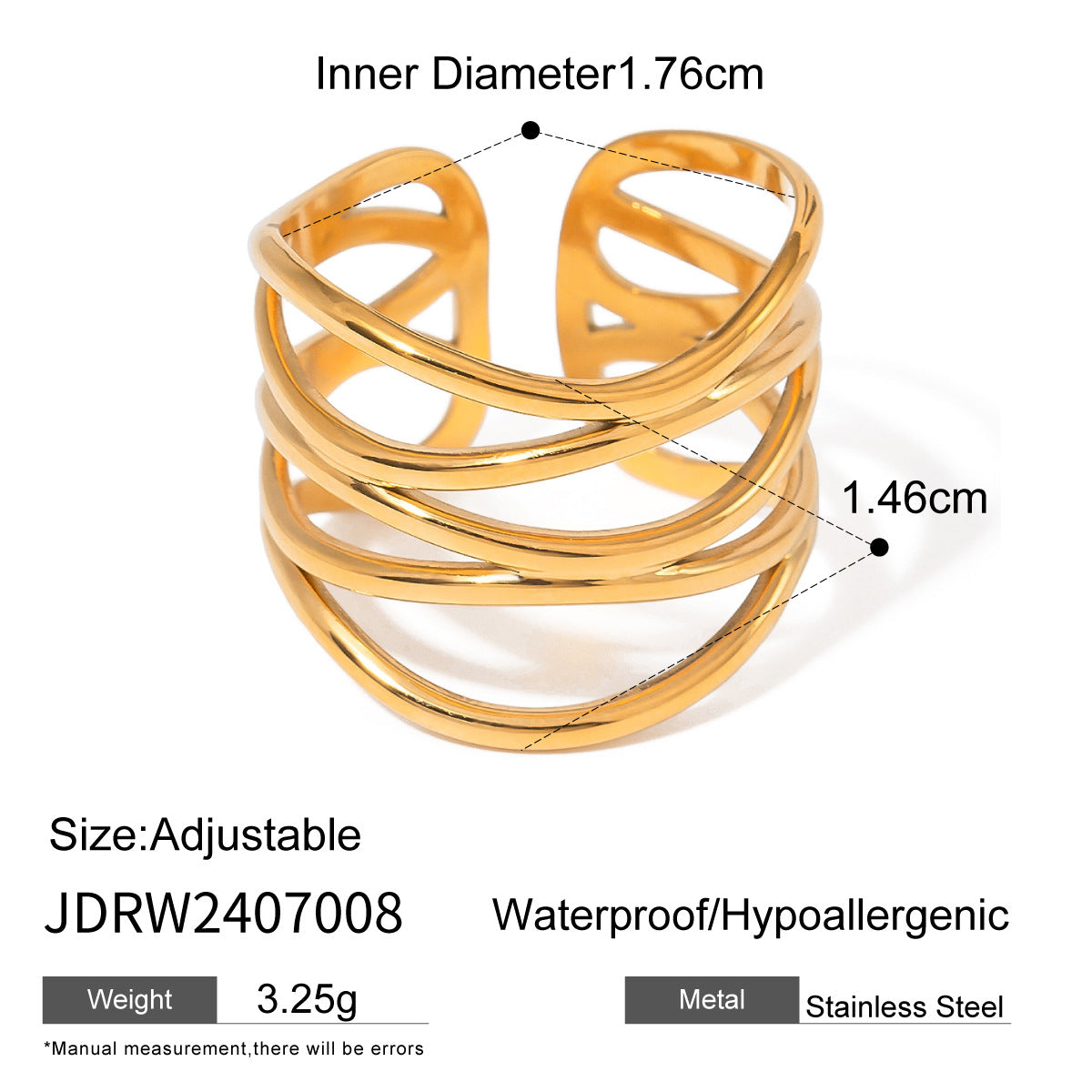 Stainless Steel gold Exaggerated Ring Jewelry rings