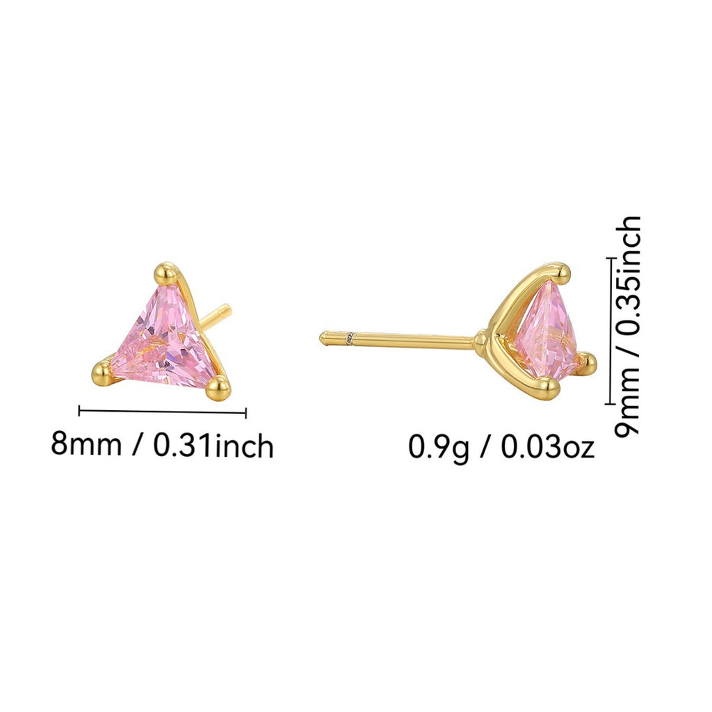 E0773 Elegant and Simple Triangle Pink Zircon Earrings for Women with a Sense of Design