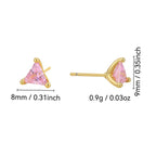 E0773 Elegant and Simple Triangle Pink Zircon Earrings for Women with a Sense of Design