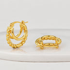 E0663 Fashionable Design Round Earrings for Women Brass Gold Plated Minimalist Style Braided Hoop Earrings