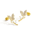 Gold-Plated Cubic Zirconia Butterfly Floral Earrings — jewelry construction