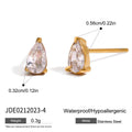 Gold-Plated Stainless Steel Cubic Zirconia Ear Cuff Earrings — Defined Silhouette — close-up detail — jewelry finish and design detail