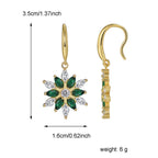 E0536 Christmas Ornaments Minimalist Design Sense Earrings Female fashion Snowflake Green White Zircon Ear Hook