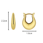 E0585 Simple Retro Earrings for Women, Brass Gold-Plated, Elegant Smooth Metal Texture Ear Jewelry