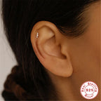S925Sterling Silver Butterfly Inlaid Diamond Pearl Spiral Ear Cuff Hot Sale16G Flat Head Piercing Ear Cuff Jewelry