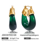 Autumn and Winter Resin Chubby Stainless Steel Earrings Hoop Jewelry for Women