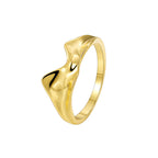 R0466 Fashionable Design Ring for Women, Brass Gold-Plated Wave Pattern Versatile Tail Ring