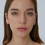 E0496 Fresh Design Geometric Earrings for Women Copper Plated with Real Gold Micro Inlaid White Zircon Fashion Stud Earrings