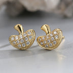 E0568 Xiaoxiang Mushroom Shape Earrings for Women, Brass Gold-Plated Simple Micro-Inlaid White Zircon Earrings
