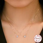 S925 Silver Zircon Collarbone Necklace Diamond Accent