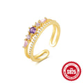 Layered 925 Sterling Silver Ring — front view — alternate angle 2 — jewelry finish and design detail