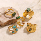 Stainless Steel Natural Stone Turquoise Ring ring
