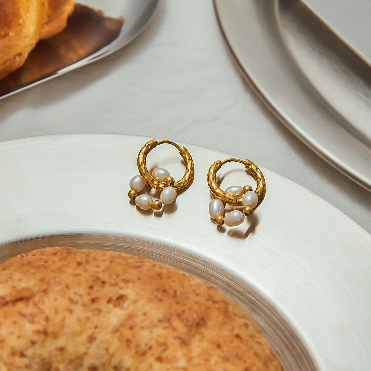 Stainless Steel Pearl Earrings Studs Non-Fading Jewelry Ear Accessories