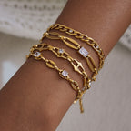 18k Zircon Bracelet Non-Fading Stainless Steel Jewelry for Women