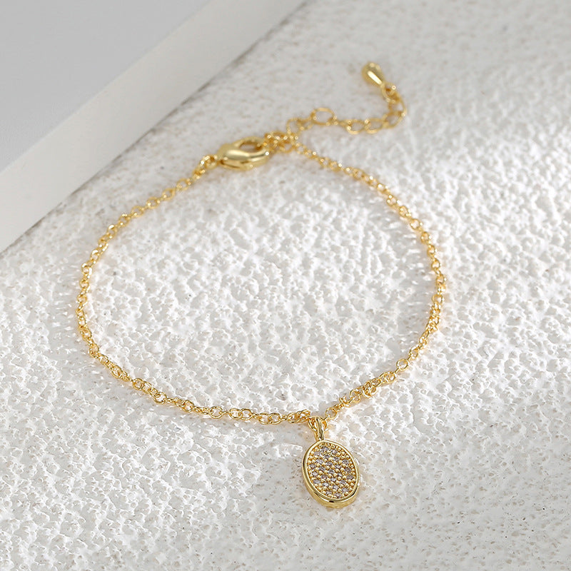 B0095 Brass Gold-Plated Micro-Inlaid Zircon Simple Bracelet for Women Minimalist Design