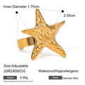 Gold-Tone Stainless Steel Starfish Ring with a refined design profile