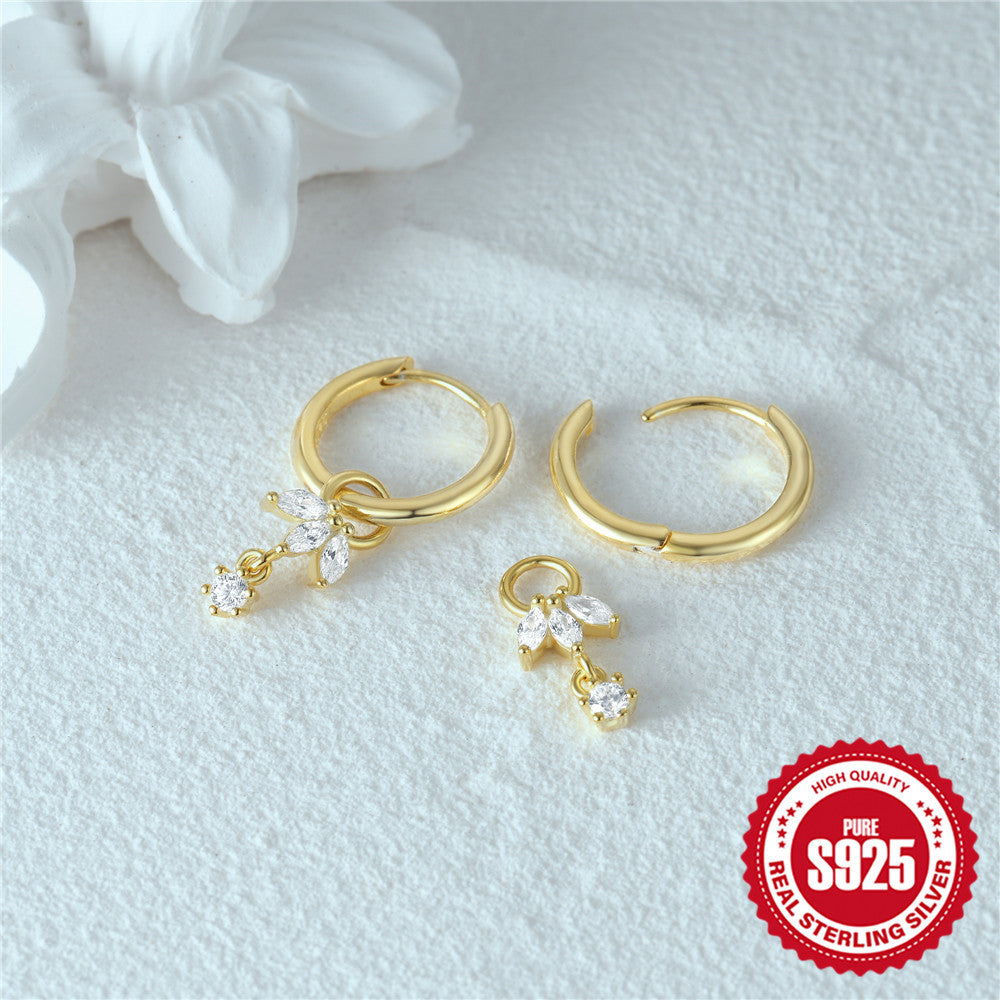 S925Sterling Silver Marquise Zircon Earrings Hot-Selling Super Sparkling Diamond-Studded Earrings for Women