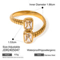 Gold-Tone Stainless Steel Open Ring with Cubic Zirconia Open Profile Detail featuring cubic zirconia and a gold-tone