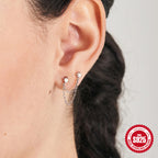 S925Sterling Silver Chain Tassel Inlaid Diamond Opal Australian Opal Threader Earrings Stud Earrings Korean Style High-end Earrings for Women