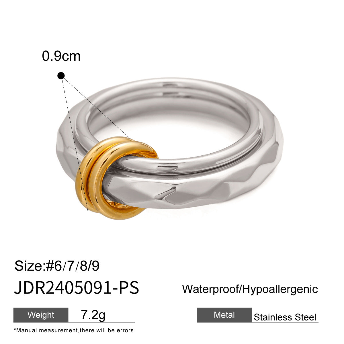 Color Block Stainless Steel Ring Exaggerated Piece rings