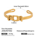 18K Gold-Plated Stainless Steel Cuff Bracelet with Open Profile Detail with Adjustable Detail — jewelry construction