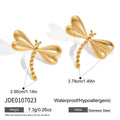 Dragonfly Stainless Steel Stud Earrings in Gold-Tone featuring stud and a gold-tone finish