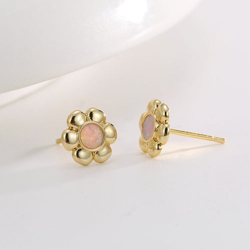 18K Gold-Plated Brass Floral Enamel Earrings in a gold-tone brass finish