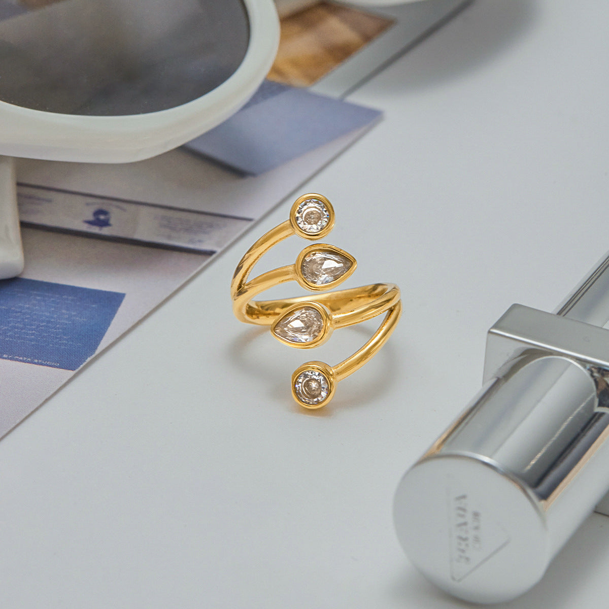 2H Zircon Ring Non-Fading Jewelry Ring Accessories ring