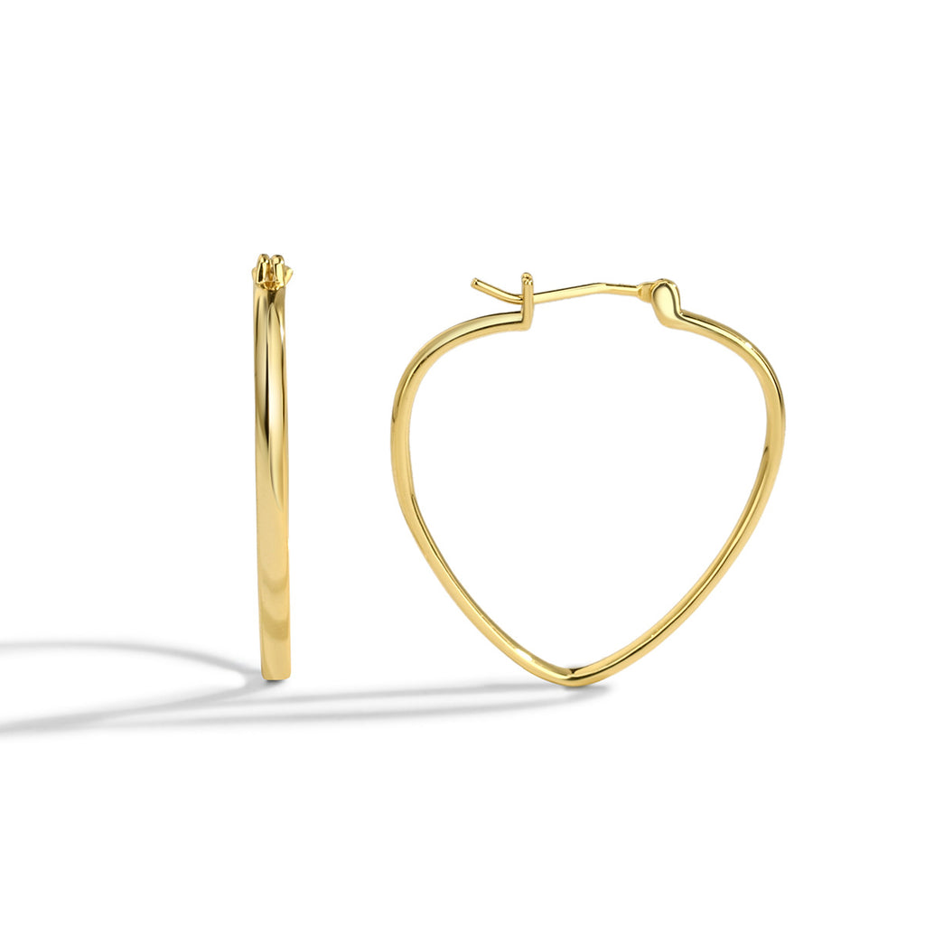 E0210 Simple Style Heart-Shaped Earrings Hollow Heart Gold-Plated Hoop Earrings Foreign Trade Accessories
