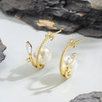E0096 Elegant and fashionable design zirconia stud earrings for women with gold-plated shell pearl ear accessories
