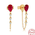 Colorful Water-Drop Zircon Tassel 925 Sterling Silver Earrings — decorative detail — jewelry finish and design detail