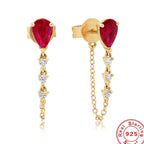 S925Sterling Silver Colorful Water Drop Zircon Earrings Hot Selling Tassel Diamond Chain Earrings Earrings Stud Earrings