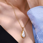 2H Stainless Steel Pearl Necklace Women's Collarbone Chain Jewelry necklace