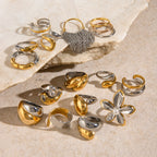 Stainless Steel Flower Ring Jewelry Exaggerated rings