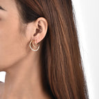 E0290 Earrings Three Circle Copper Inlaid Diamond Exaggerated Round Metal Circle gold Earrings for Women