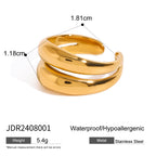 Stainless Steel Double Layer Smooth Hollow Open Ring Design Jewelry