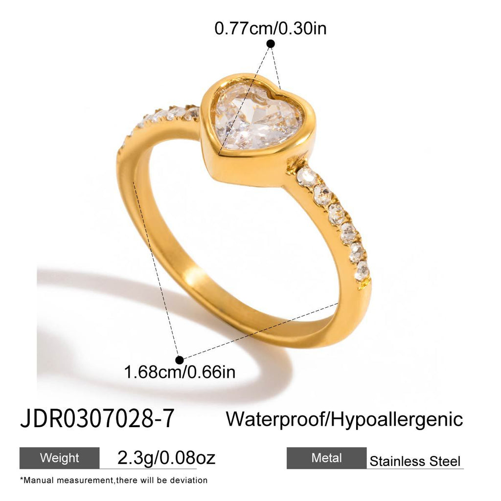 2H Zircon Ring Non-Fading Necklace Women's Finger Bracelet Stainless Steel Jewelry