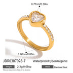 2H Zircon Ring Non-Fading Necklace Women's Finger Bracelet Stainless Steel Jewelry