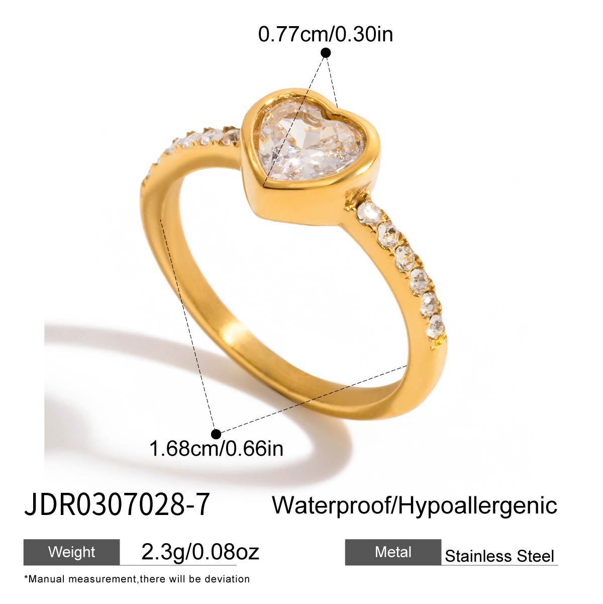 2H Zircon Ring Non-Fading Necklace Women's Finger Bracelet Stainless Steel Jewelry