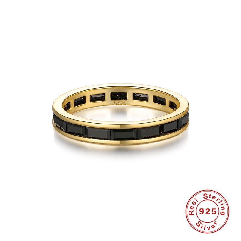 S925Pure Silver Elegant Luxurious Geometric Round Diamond-Studded Gemstone Engagement Ring Hot-Selling Couple Style Ring