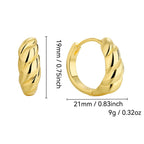 E0698 Fashion Geometric Asymmetric Braided Earrings for Women Brass Gold-Plated Simple Smooth Earrings