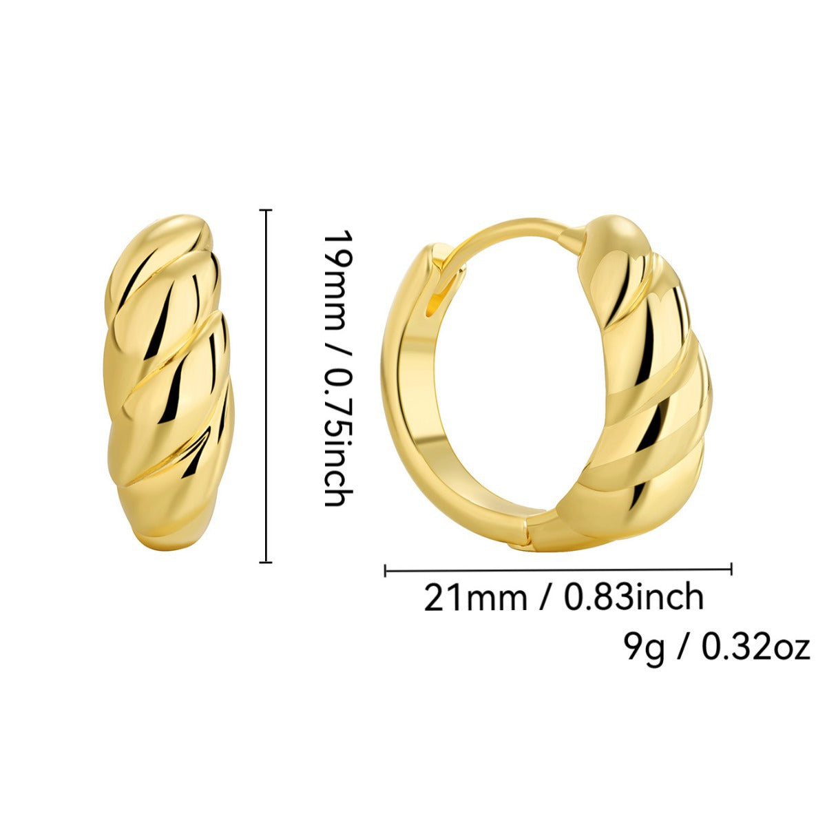 E0698 Fashion Geometric Asymmetric Braided Earrings for Women Brass Gold-Plated Simple Smooth Earrings