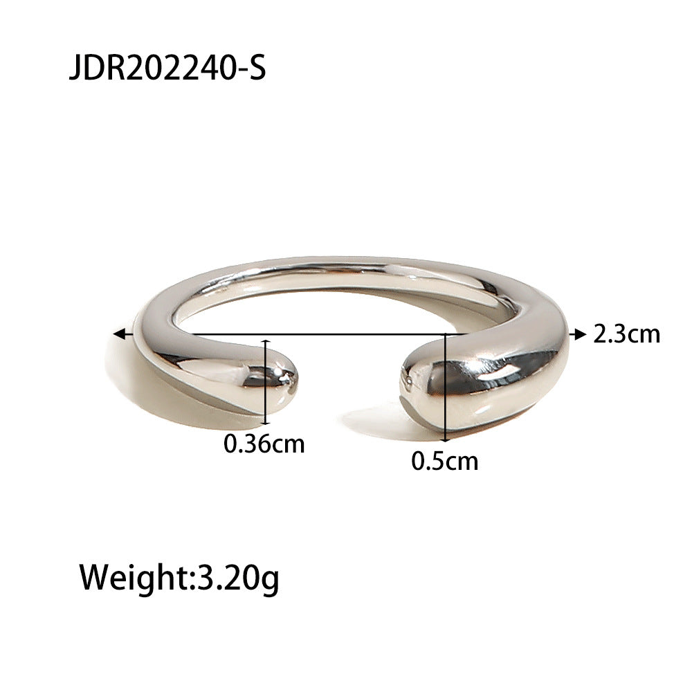 Oval Open Ring for Women Trendy Fashion Versatile Personality Water Drop Ring Minimalist Jewelry