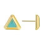 E0569 Small Elegant Triangle Stud Earrings for Women Fashion Brass Gold-Plated Turquoise Earrings