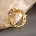 R0419 Elegant and fashionable purple zircon ring for women with micro-inlaid white zircon