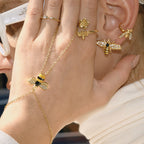 Stainless Steel Bee Earrings Ring Necklace Ring Non-Fading Bracelet