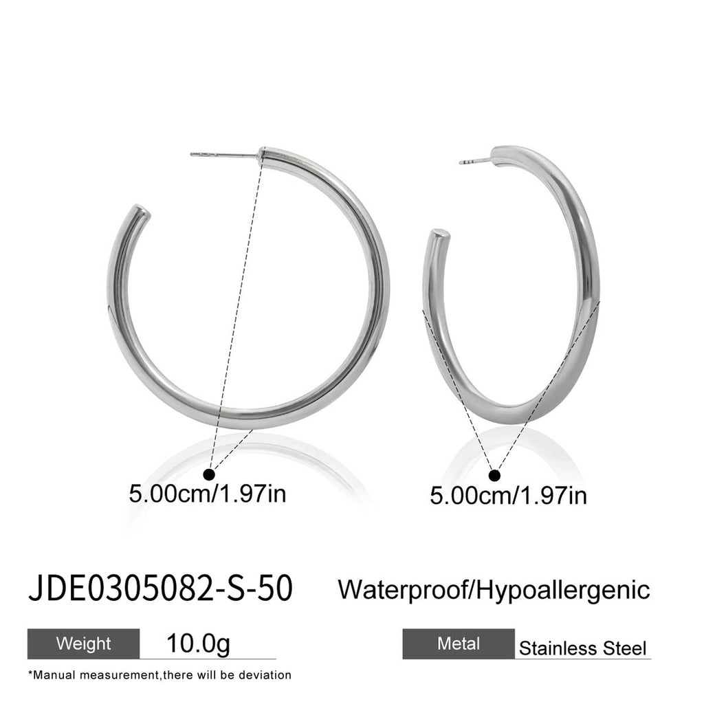 2H Stainless Steel c Hoop Earrings for Women, Non-Fading Jewelry Accessories