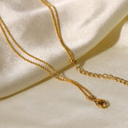 Classic Double Layer Tbar stick necklace stainless steel18K Gold Pendant Necklace Women's Fashion Versatile Necklace
