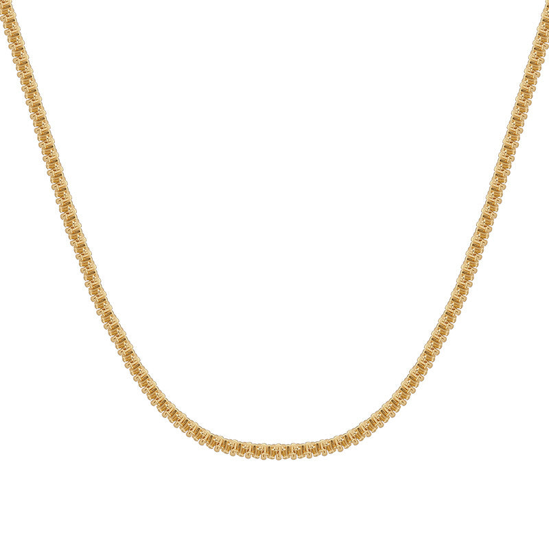 N0285 Simple Fashion Necklace for Women, Brass Gold-Plated, Vintage Minimalist Elegant Cuban Chain